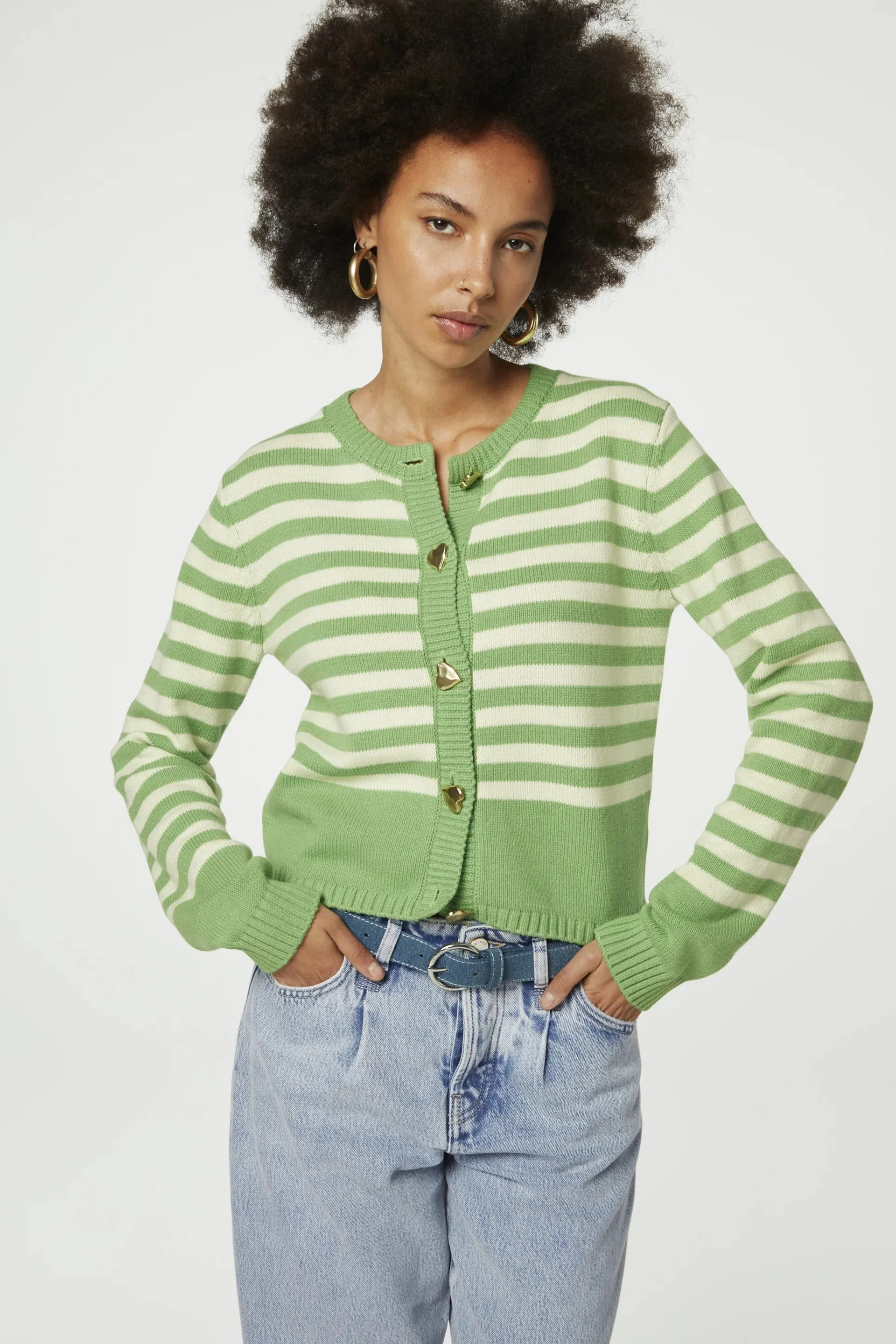 Stine Cardigan - Pea Green