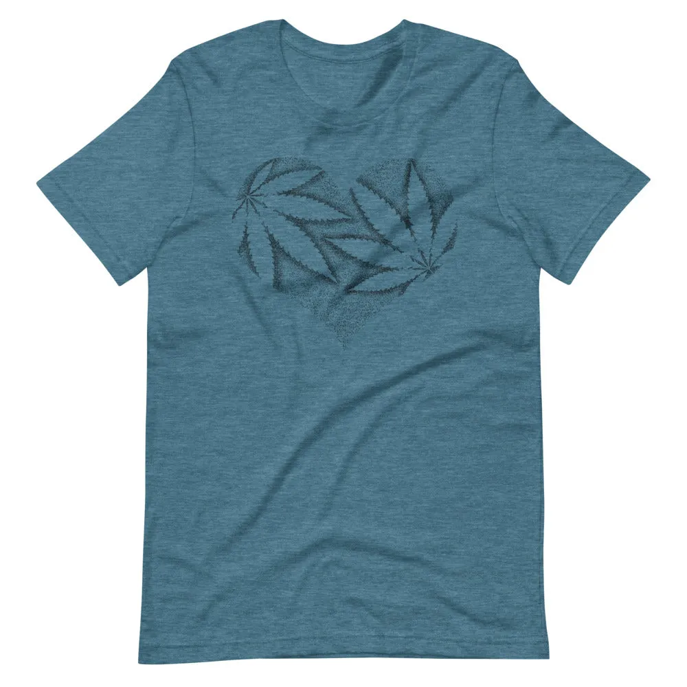 Stipple Shaded Marijuana Leaf Heart Premium T-Shirt