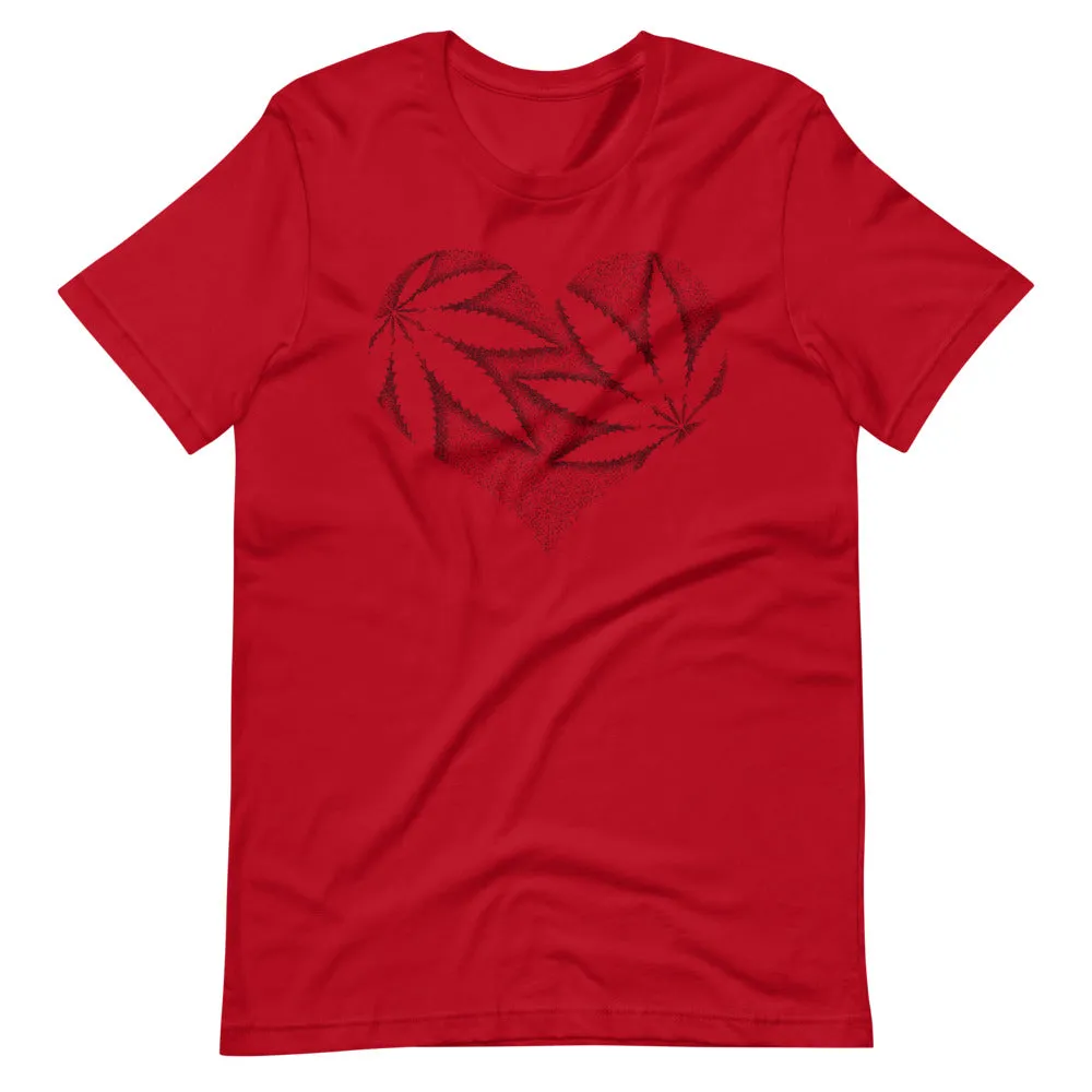 Stipple Shaded Marijuana Leaf Heart Premium T-Shirt