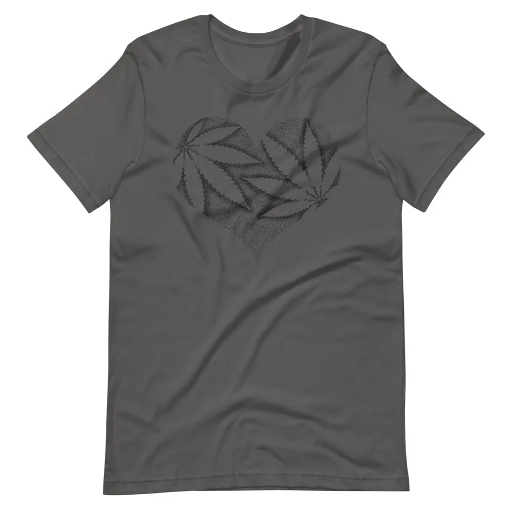 Stipple Shaded Marijuana Leaf Heart Premium T-Shirt