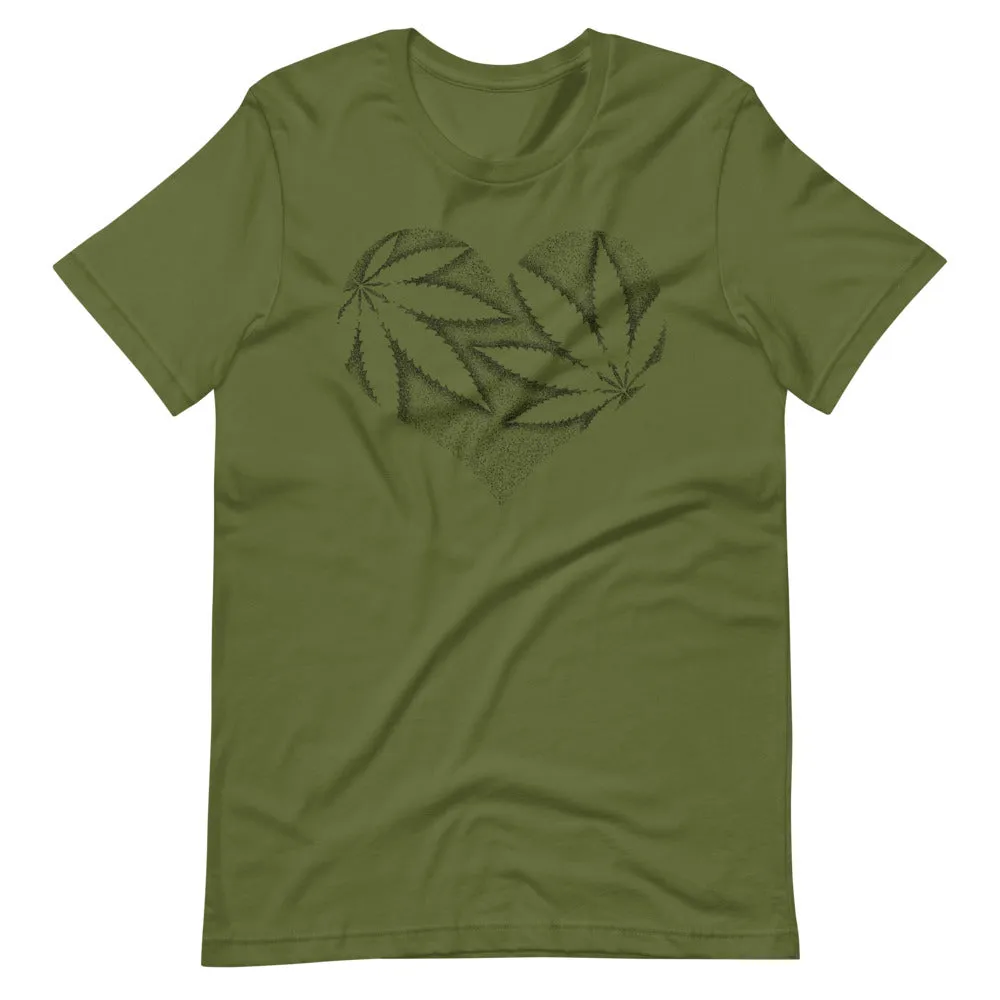 Stipple Shaded Marijuana Leaf Heart Premium T-Shirt