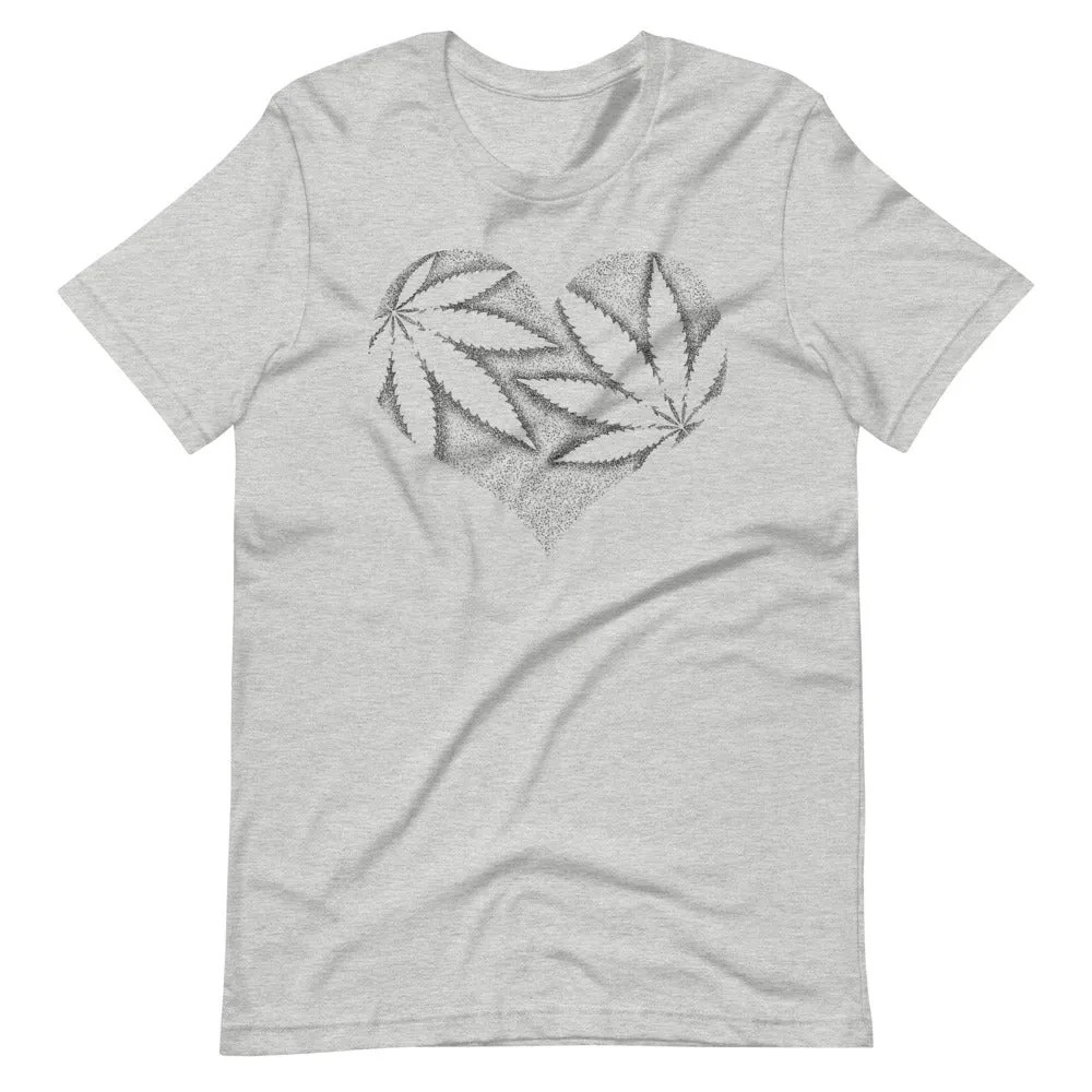 Stipple Shaded Marijuana Leaf Heart Premium T-Shirt