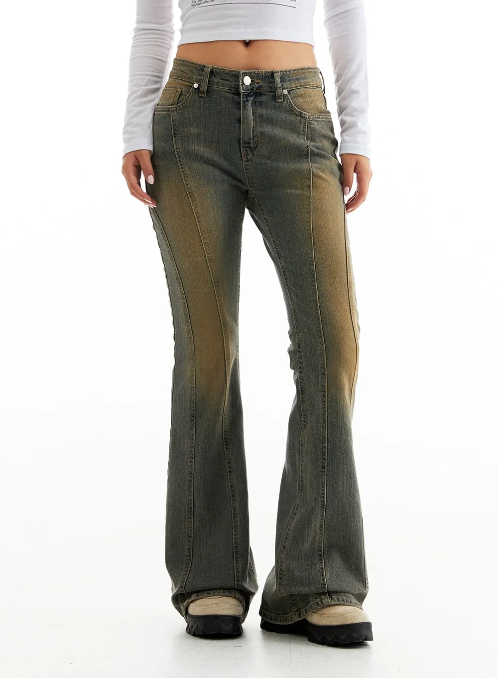 Stitched Bootcut Jeans CO313