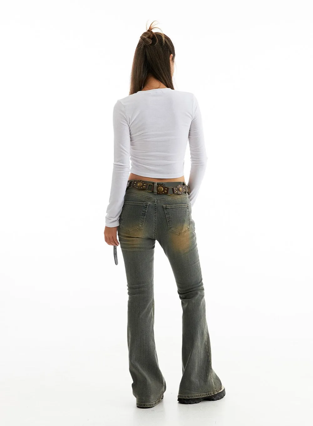 Stitched Bootcut Jeans CO313