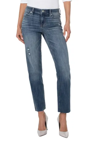 STRAIGHT LEG CUT HEM JEANS