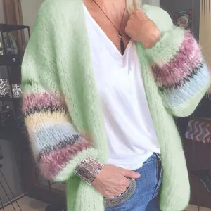 Striped Color Block Knit Cardigan
