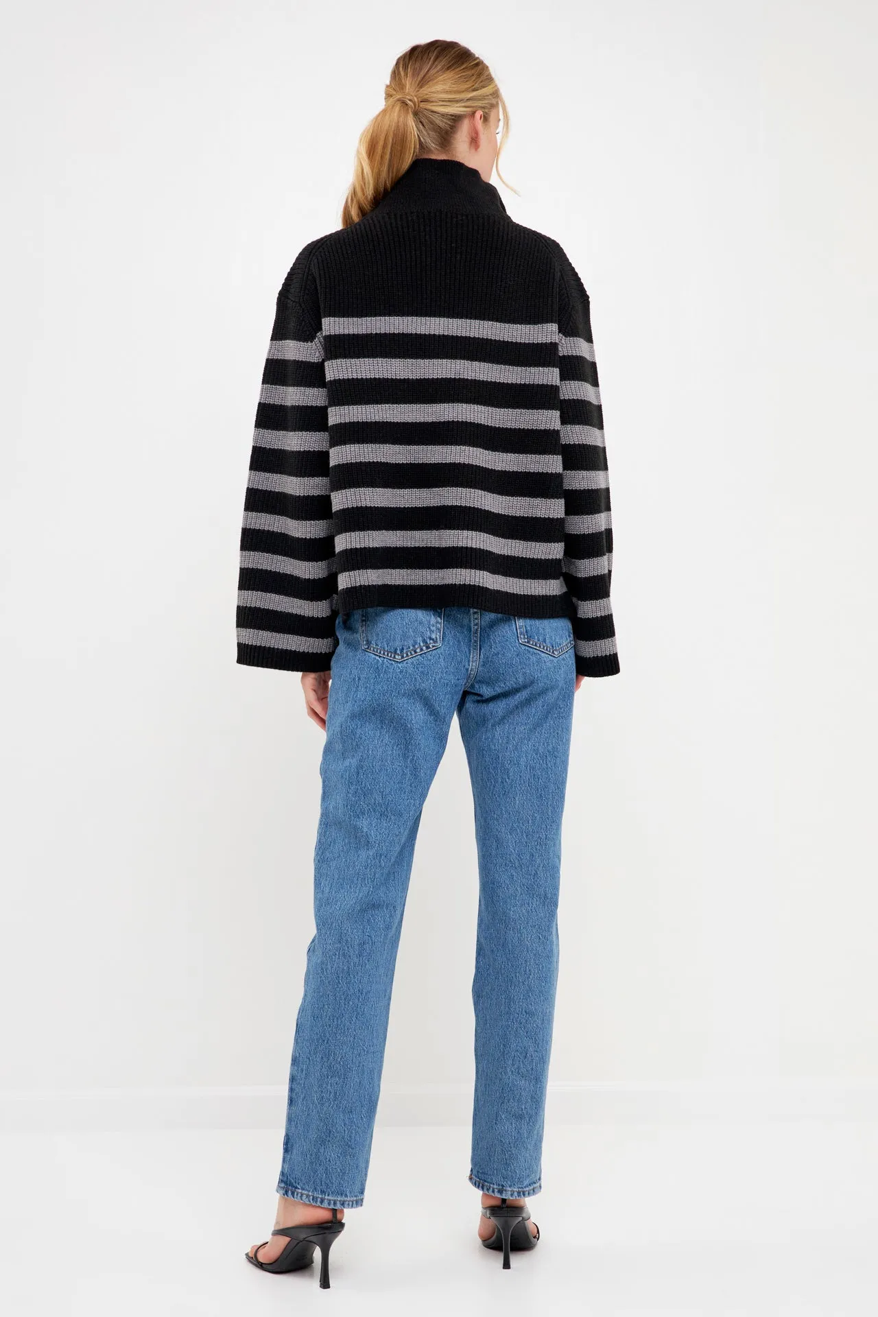 Striped Half-Zip Sweater- Sale