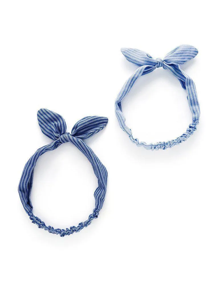 Striped Knot Ear Headband 2pcs
