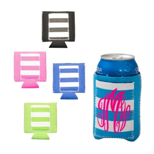 Striped Pocket Can Cooler with Card Pocket
