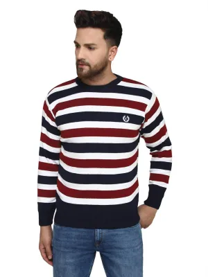 Striped Synthetic Long Sleeves Turtle Neck  Sweaters