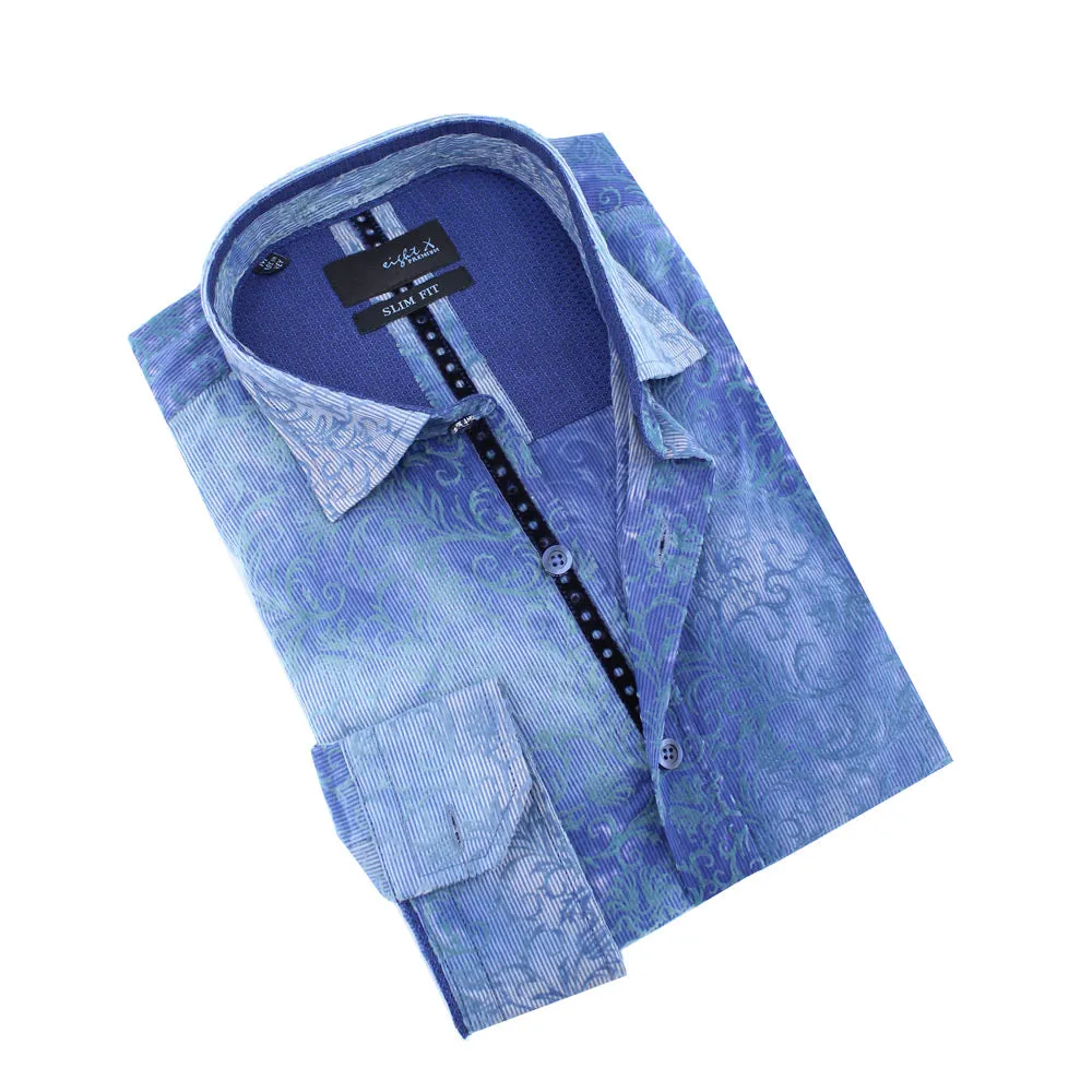 Striped Vine  Flocking Button Down Jacquard Shirt