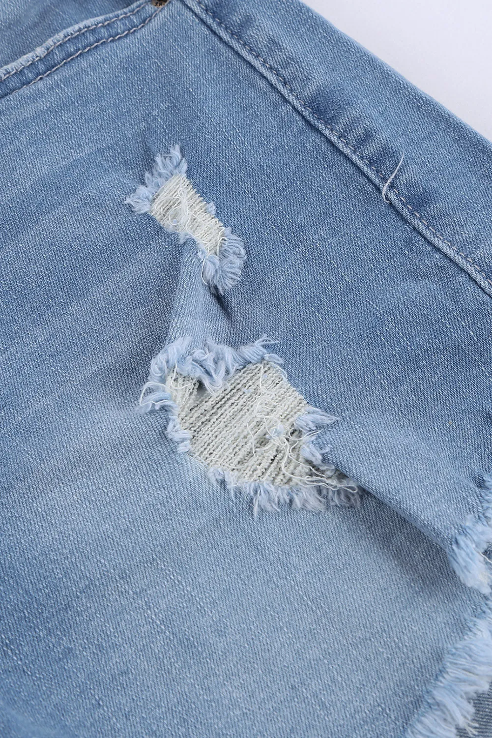 Stylish High Waist Distressed Denim Shorts