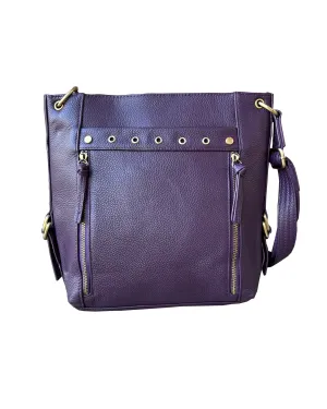 Stylish Leather Satchel with Adjustable Shoulder Strap & Locking Zippers