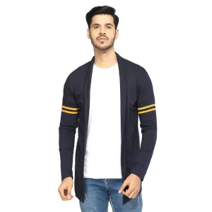 Stylish Navy Blue Cotton Solid Shrug For Men