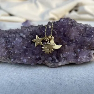Sun, Moon, Rising Sign Charm Necklace