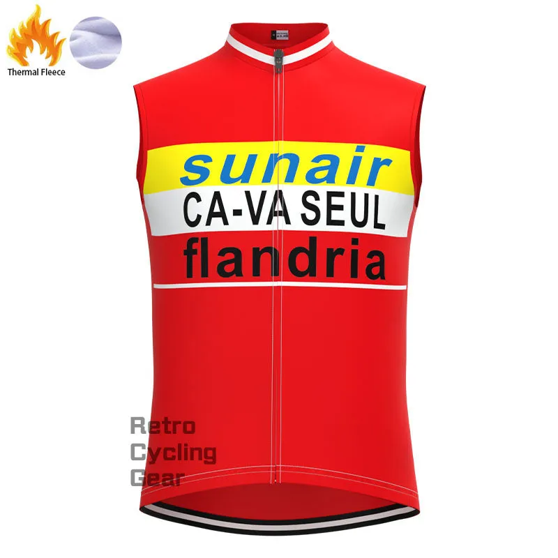 sunair Red-Yellow Fleece Retro Cycling Kits