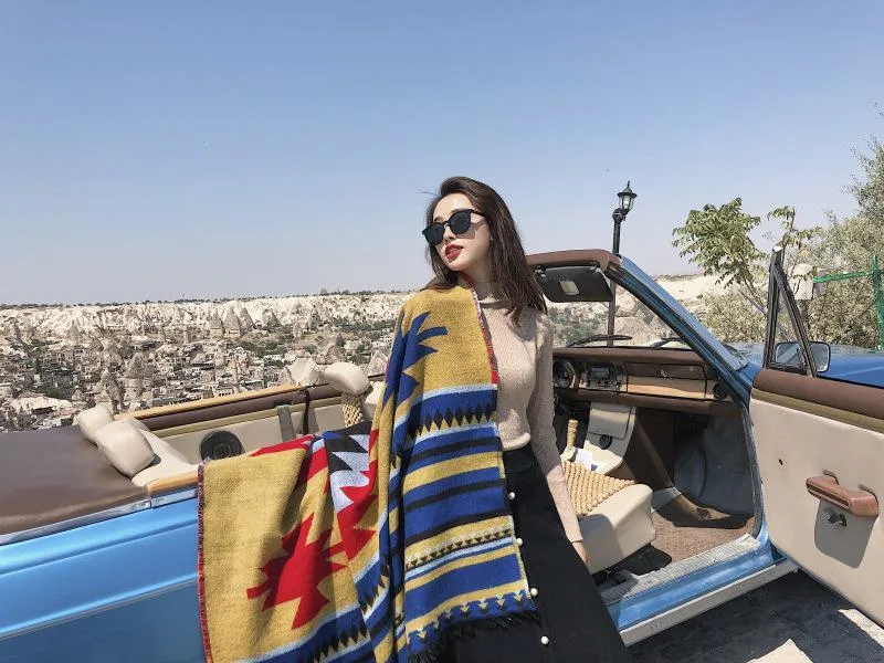 Super Big Thick Warm Winter Folk Style Desert Scarf Shawl