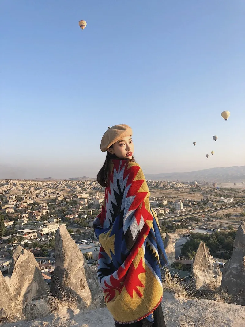 Super Big Thick Warm Winter Folk Style Desert Scarf Shawl