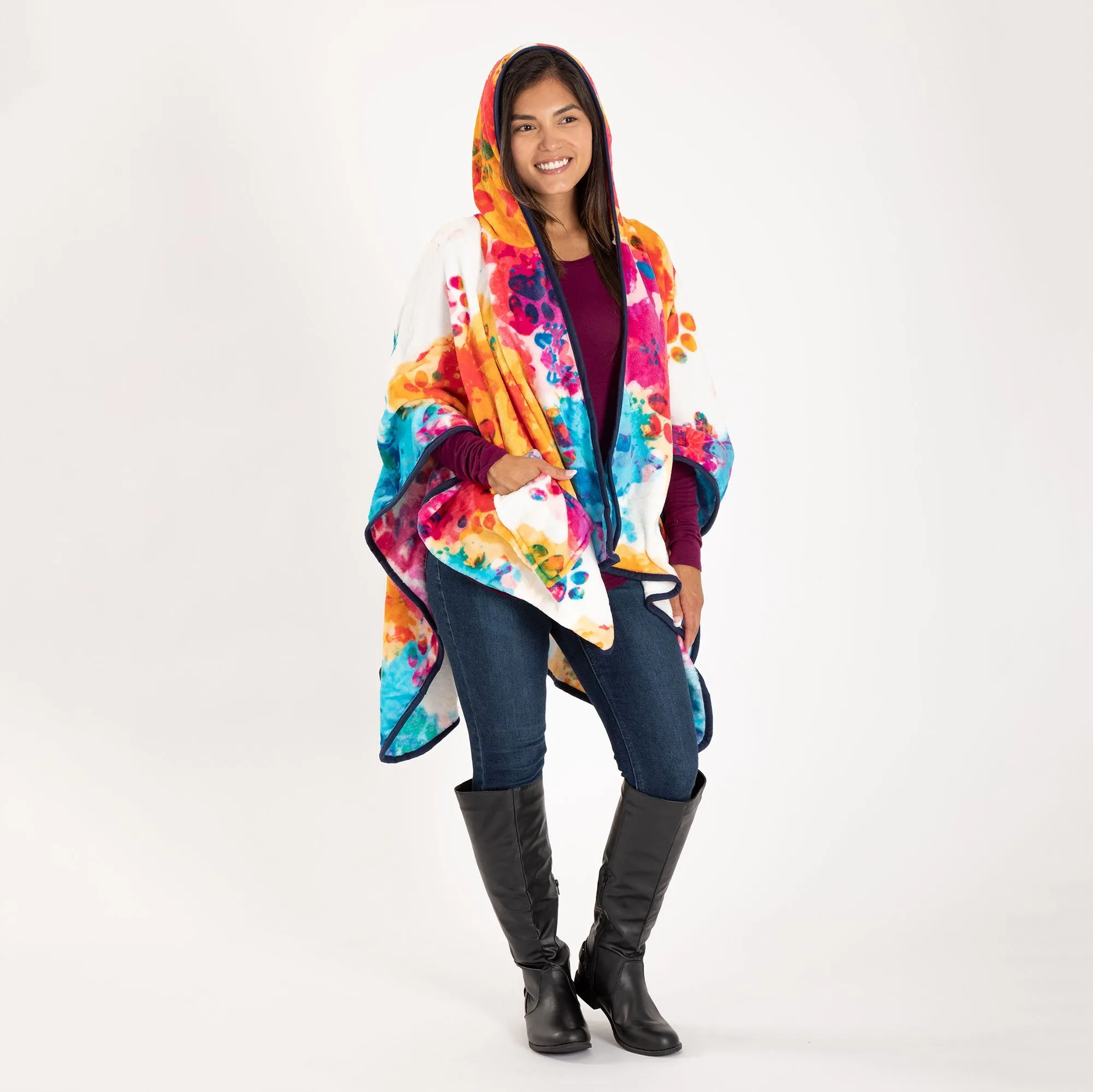 Super Cozy&trade; Paws Fleece Hoodie Cape