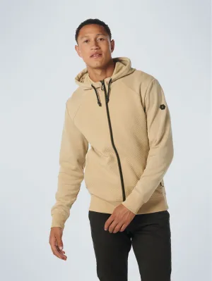 Sweater Hooded Full Zipper Double Layer Jacquard Stretch | Stone