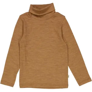T-Shirt Roll Neck Wool - clay melange