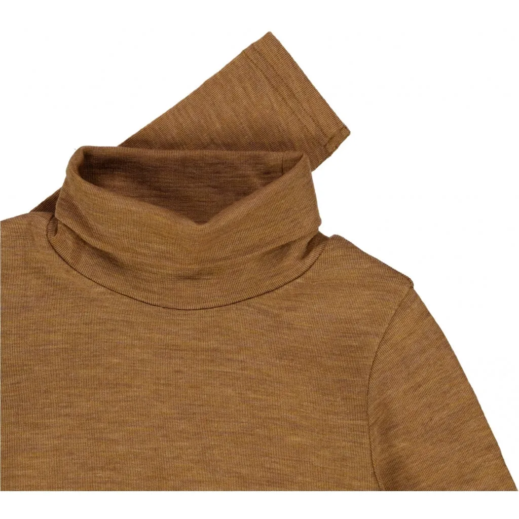T-Shirt Roll Neck Wool - clay melange