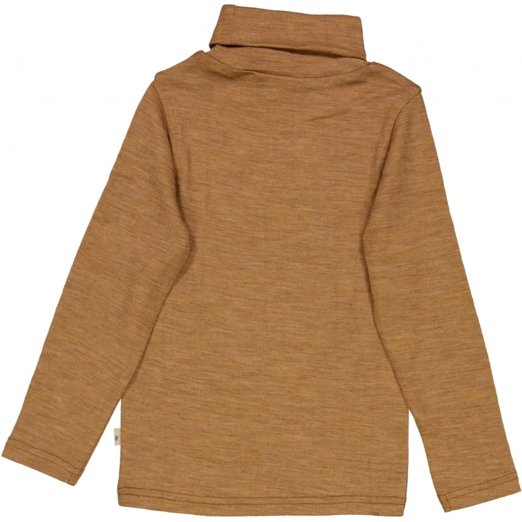 T-Shirt Roll Neck Wool - clay melange