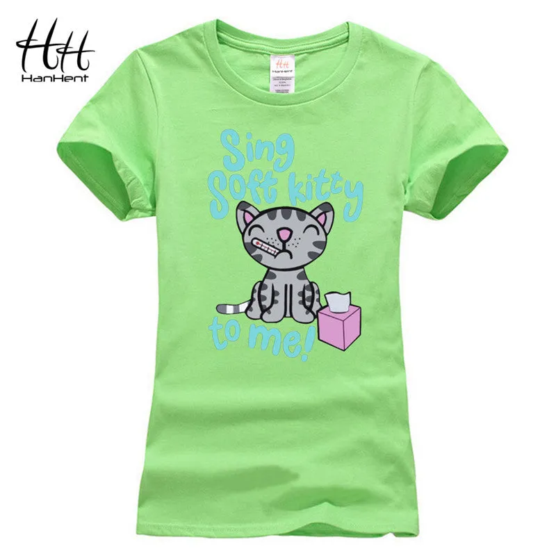 T-shirts HanHent cute cat soft kitty lover T-shirt women summer Tees