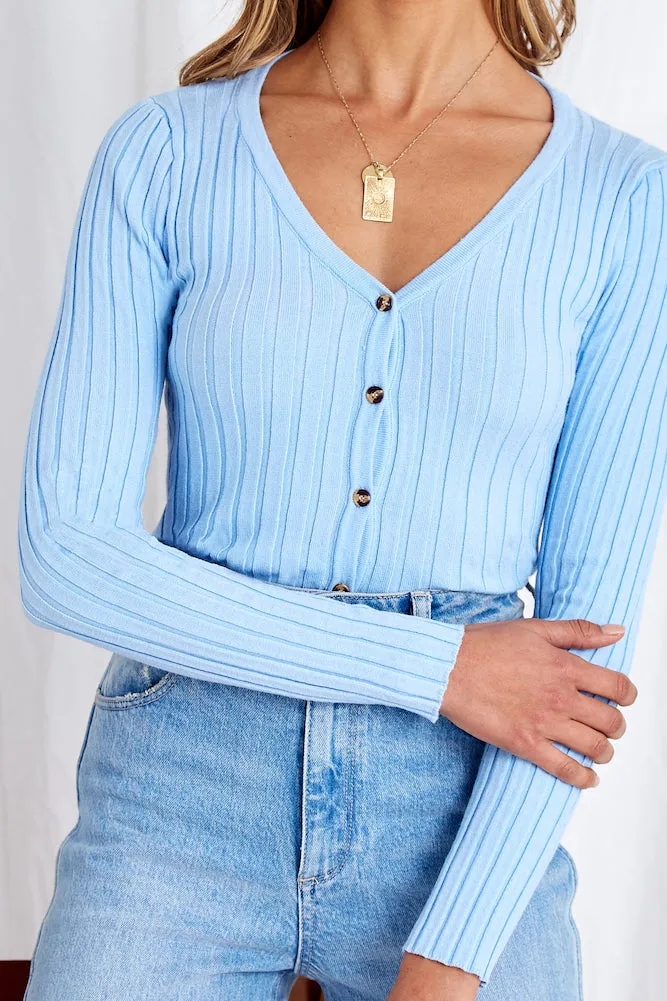Taking Wing Knit Cardigan Blue