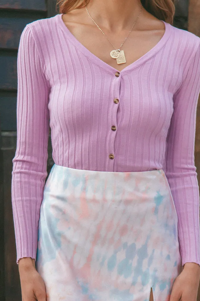 Taking Wing Knit Cardigan Lilac