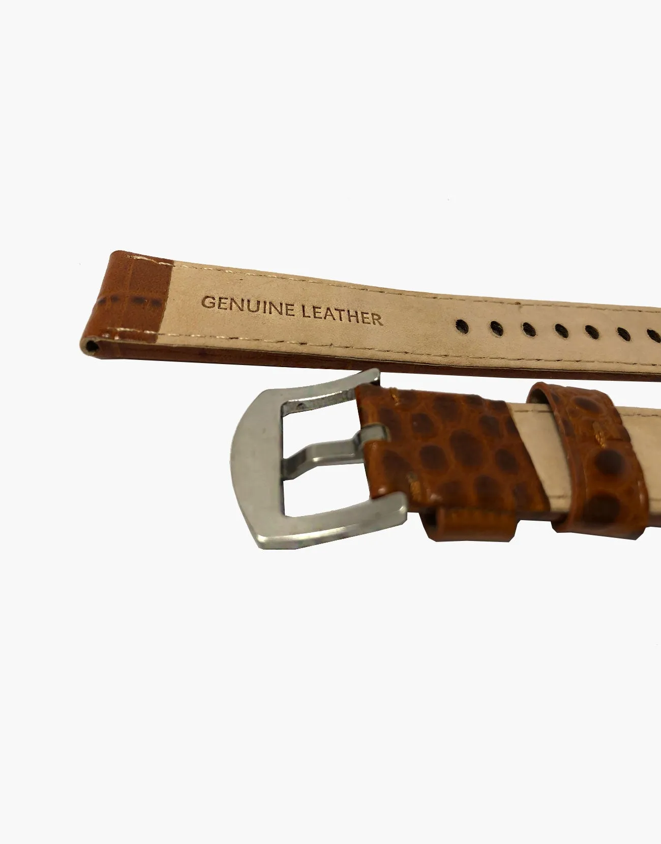 Tan-Brown crocodile Grain Leather Watch Band Strap