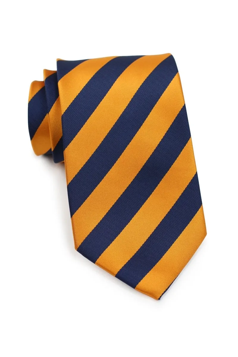 Tangerine and Navy Repp&Regimental Striped Necktie