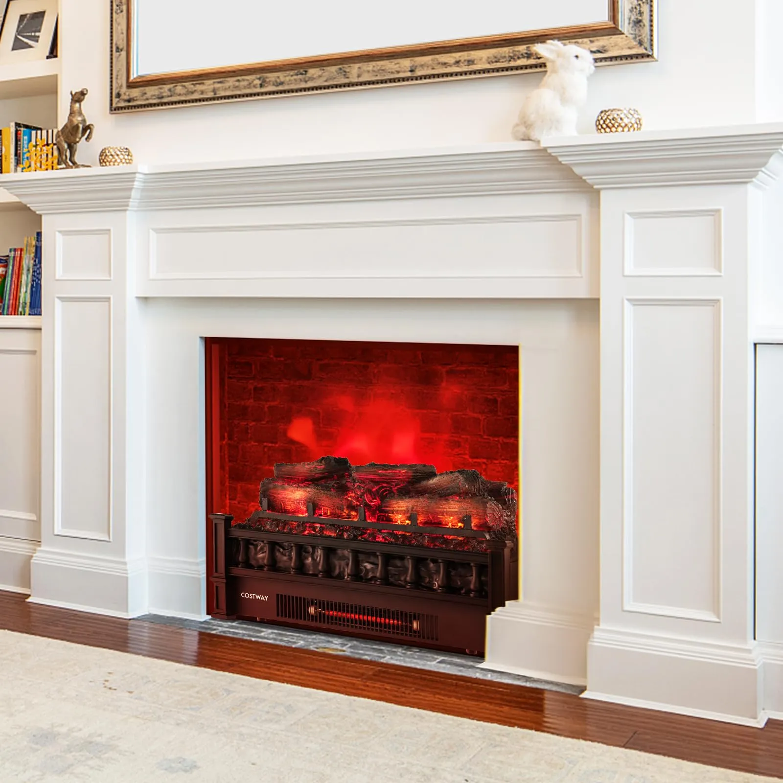 Tangkula 20" Electric Fireplace Log Set Heater with Adjustable Temp