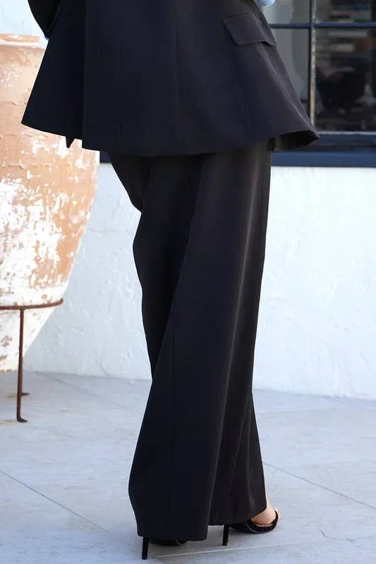 Tatiana Black Skirt with Denim Accents & High Slit