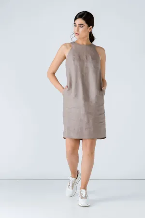 Taupe Sleeveless Sack Dress