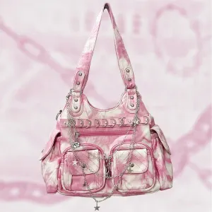 TAVIMART  -  Contrast Color Vintage Trendy Shoulder Handbags Y2k Aesthetic Streetwear Trendy Underarm Bag Fashion Women Belt Chain Tote Bags