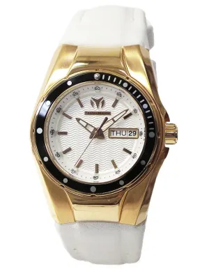 TechnoMarine Cruise Select Lady - Gold-Tone - White Dial -  White Leather Strap