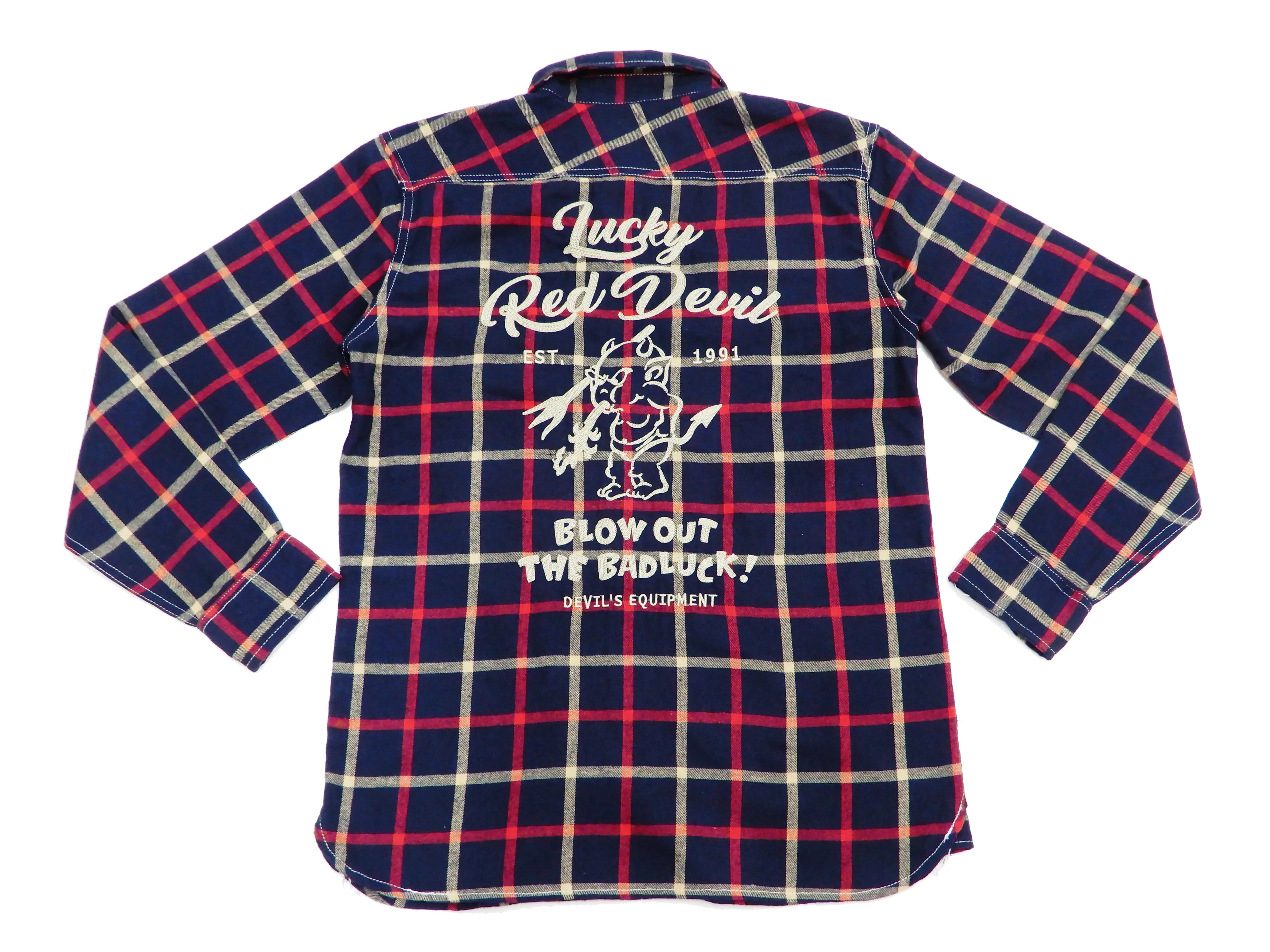 Tedman Custom Embroidered Plaid Flannel Shirt Men's Long Sleeve Shirt TNS-700 Navy/Red