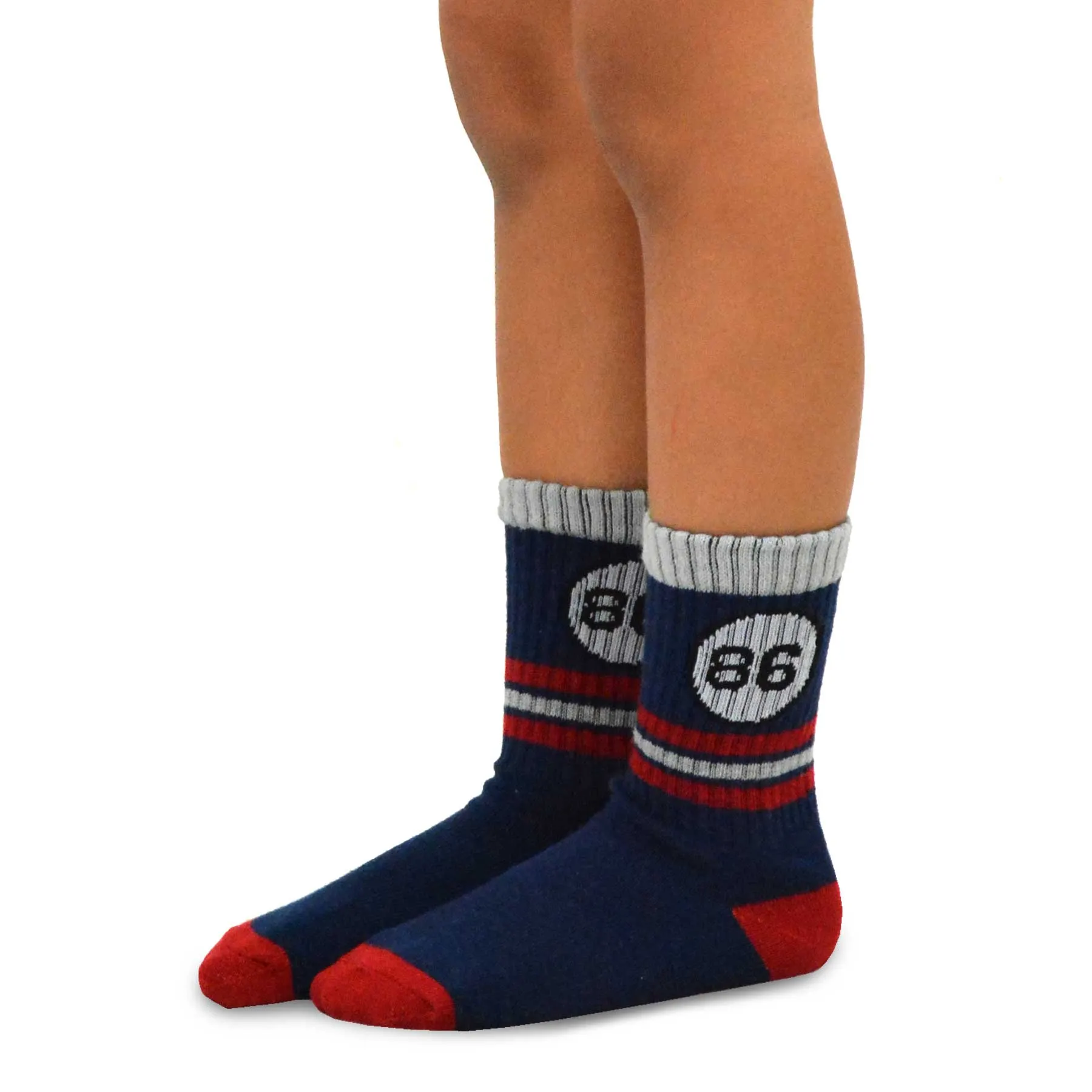 TeeHee Socks Kid's Casual Cotton Quarter Crew 86' Stripe 6-Pack (70928)