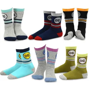 TeeHee Socks Kid's Casual Cotton Quarter Crew 86' Stripe 6-Pack (70928)
