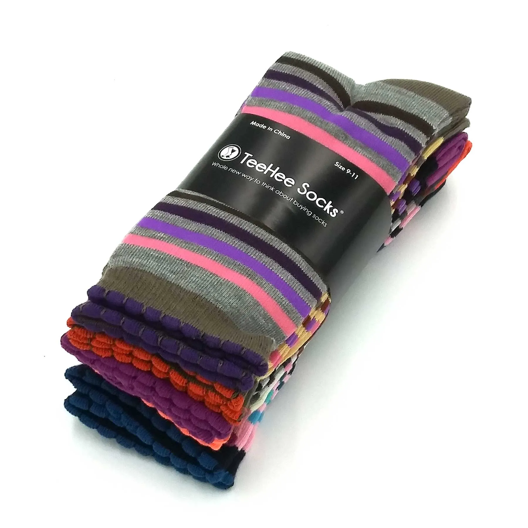 TeeHee Socks Women's Casual Polyester Crew Multi Scallop 6-Pack (11632)