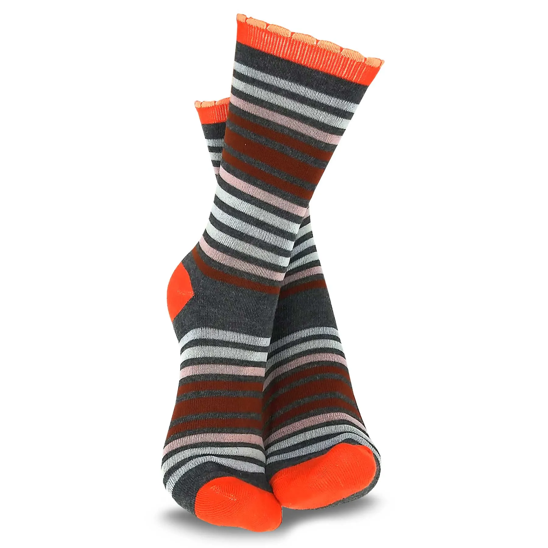 TeeHee Socks Women's Casual Polyester Crew Multi Scallop 6-Pack (11632)