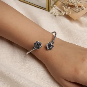 Teejh Gaurangi Silver Oxidised Floral Bracelet