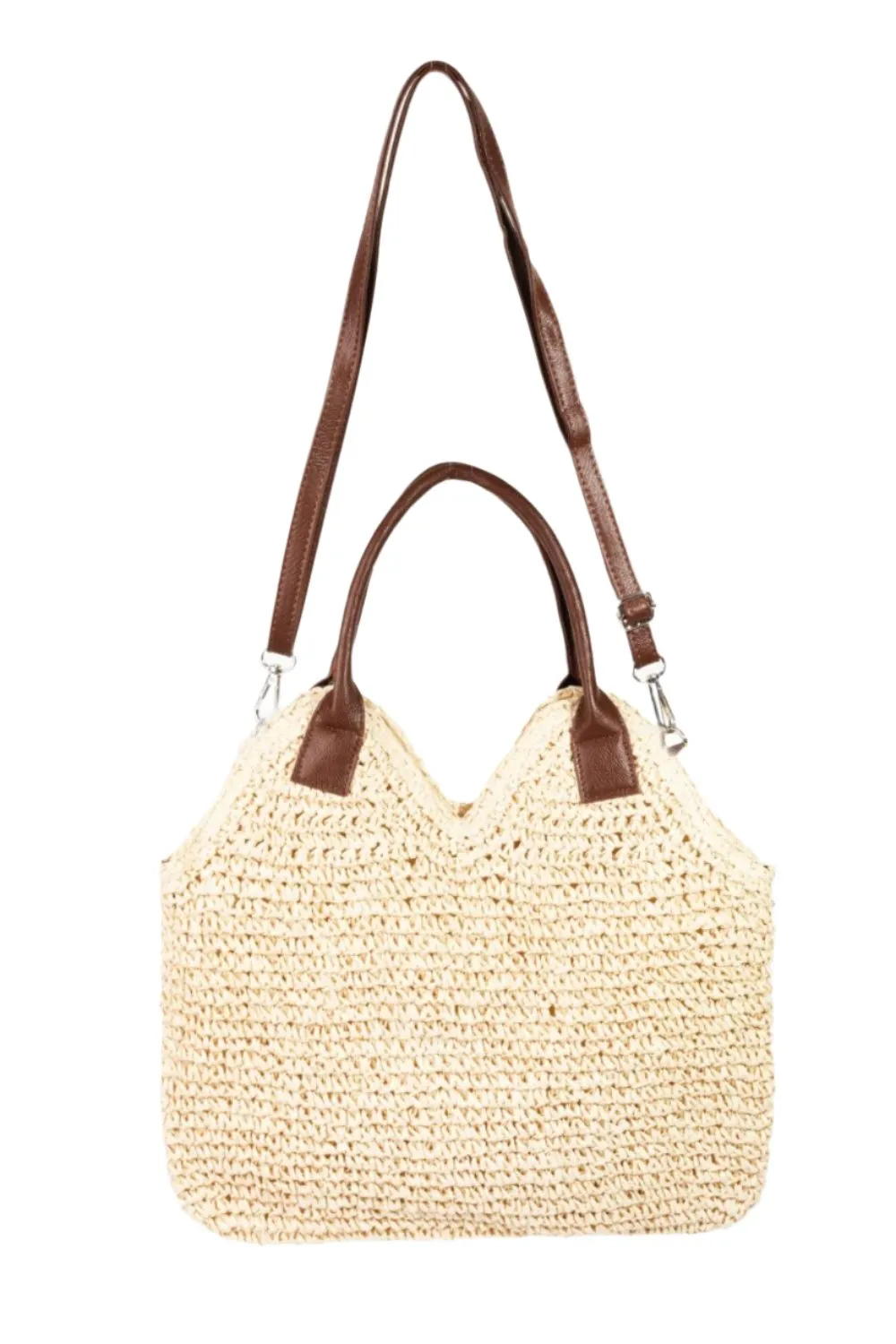 TEEK - Fame Straw Braided Faux Leather Strap Shoulder Bag