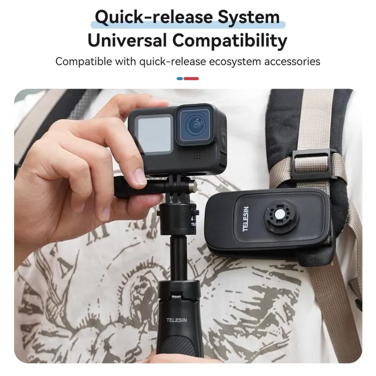 TELESIN Mini Selfie Stick Quick Release Tripod 15-40cm Adjustable Bracket For Sports Camera