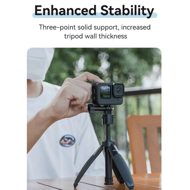 TELESIN Mini Selfie Stick Quick Release Tripod 15-40cm Adjustable Bracket For Sports Camera