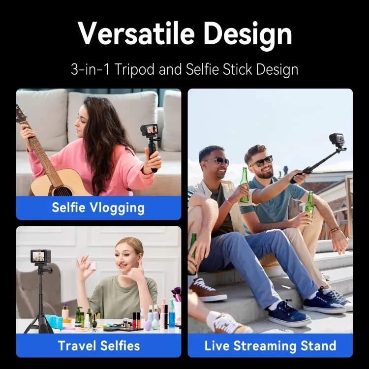 TELESIN Mini Selfie Stick Quick Release Tripod 15-40cm Adjustable Bracket For Sports Camera