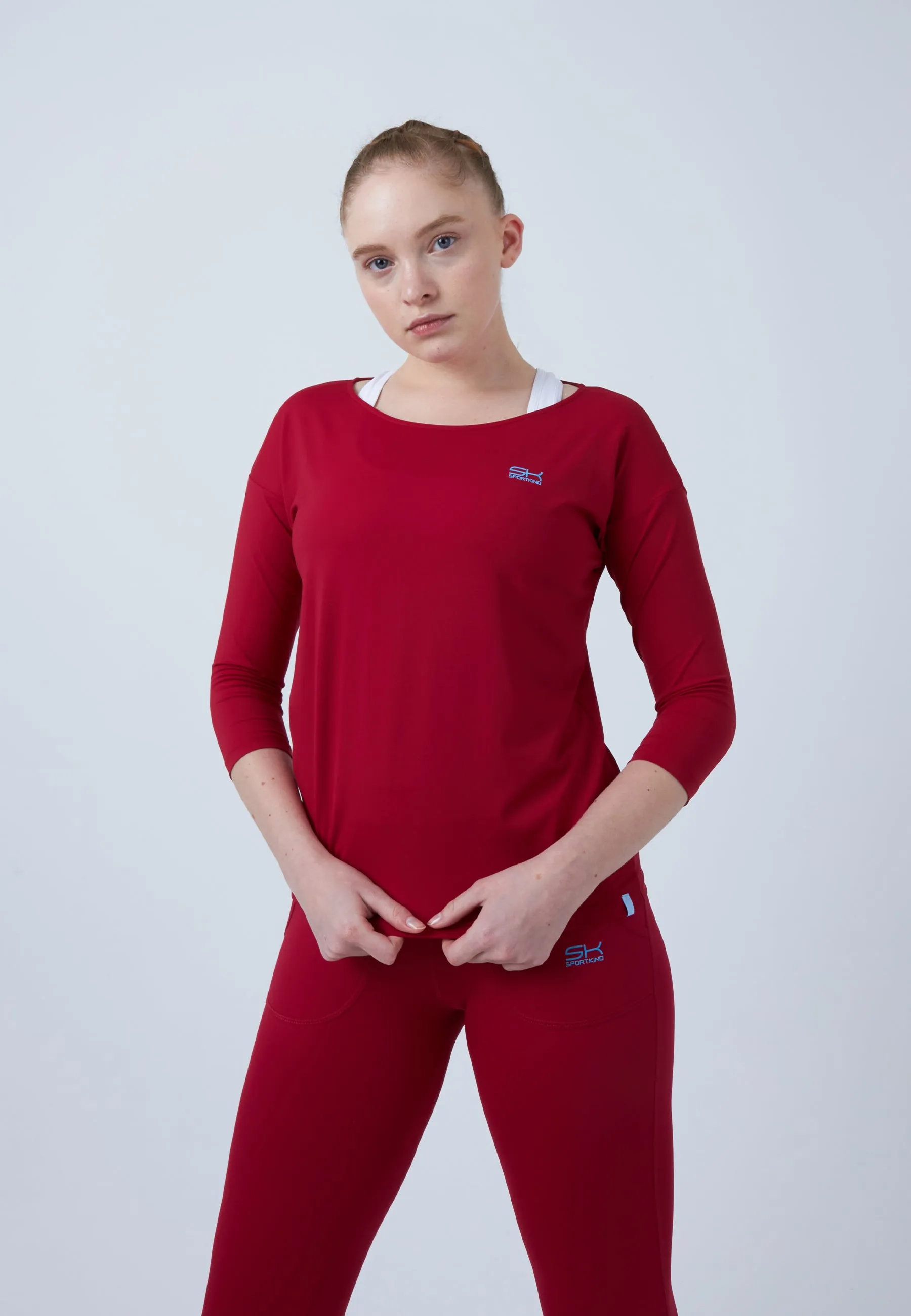 Tennis 3/4 Loose Fit Shirt, burgundy red