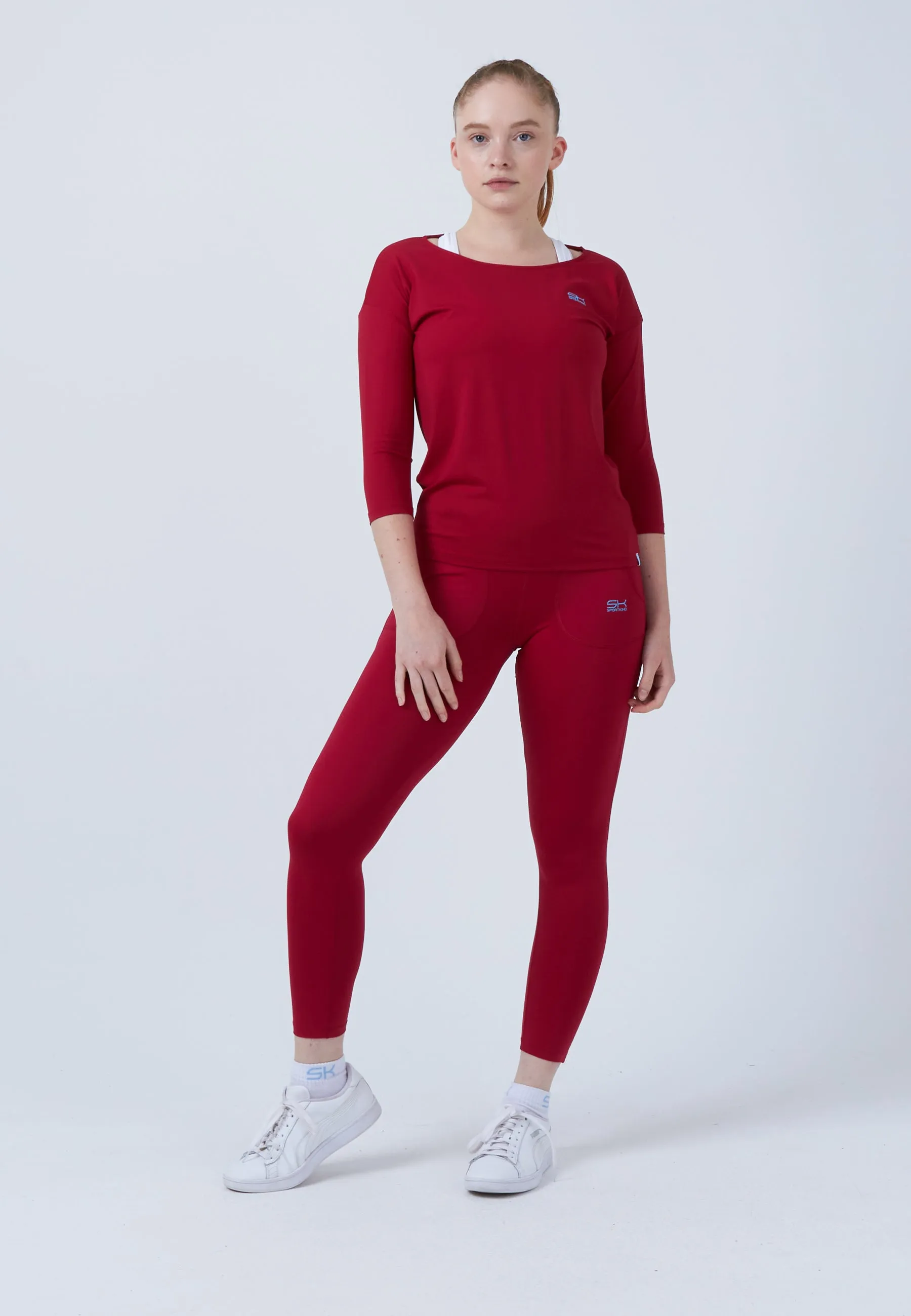 Tennis 3/4 Loose Fit Shirt, burgundy red