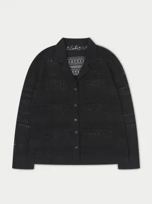 TEXTURED CROCHET SHIRT - BLACK